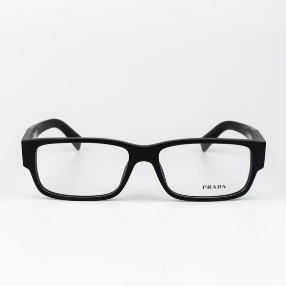 Prada Men Eyeglasses Matte Black Rectangle PRB09V 12P1O1 NEW AUTHENTIC - Picture 1 of 12